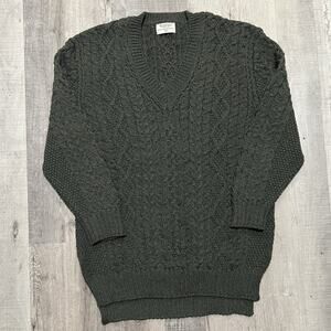 Blarney Woolen Mills Sweater Womens XL Grey Cable Knit Pullover Jumper Ireland